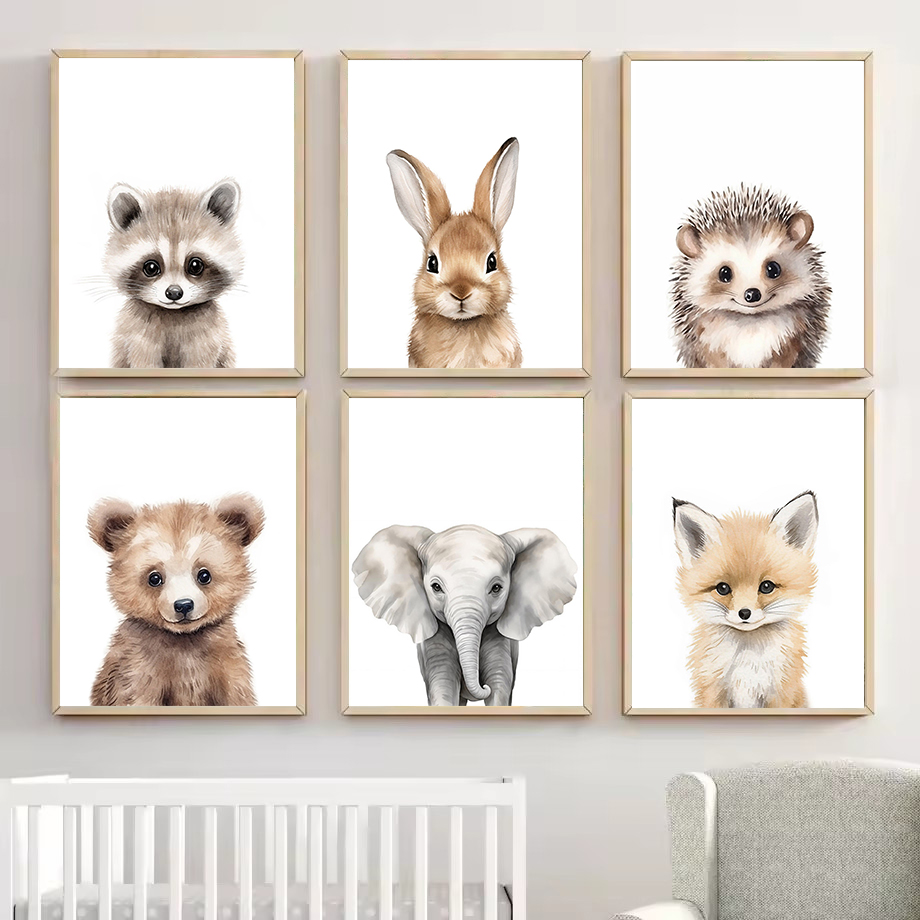 Animals Baby Nursery - 1PC Watercolour Woodland Forest Baby Animals