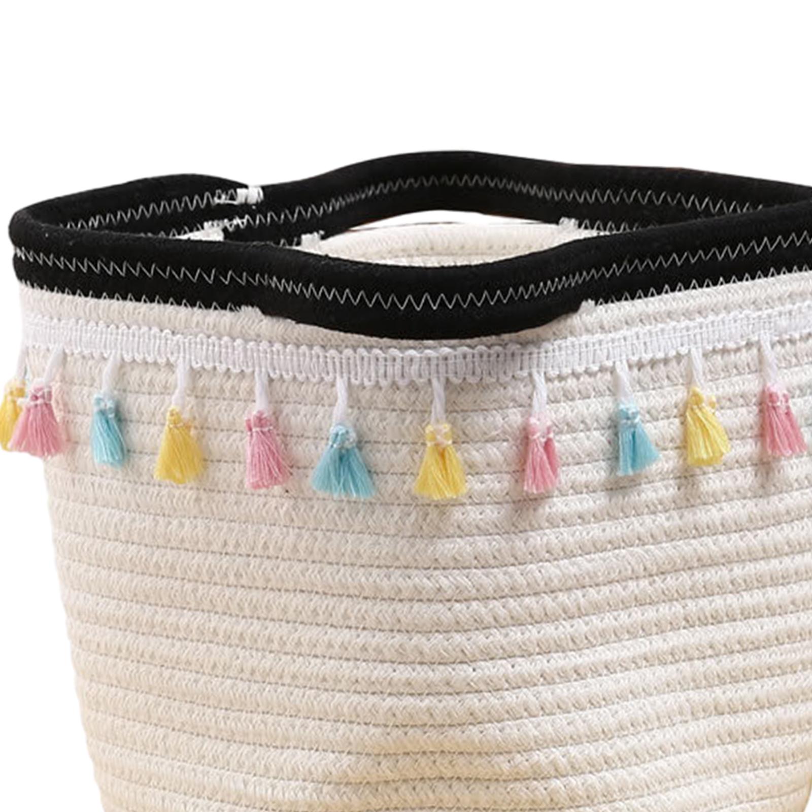 Baby Nursery Laundry Basket - Foldable Cotton Rope Laundry Hamper Basket