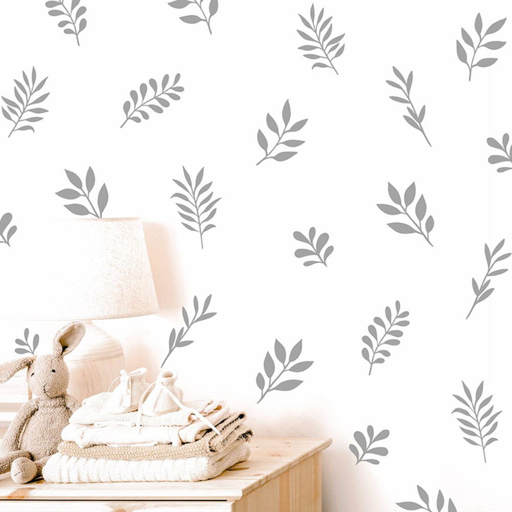 Baby Nursery Vinyl - 41Pcs Botanical Leaf Wall Sticker Playroom