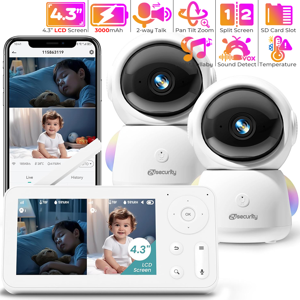 Baby Nursery Videos - 2K Baby Monitor with 2 Cameras