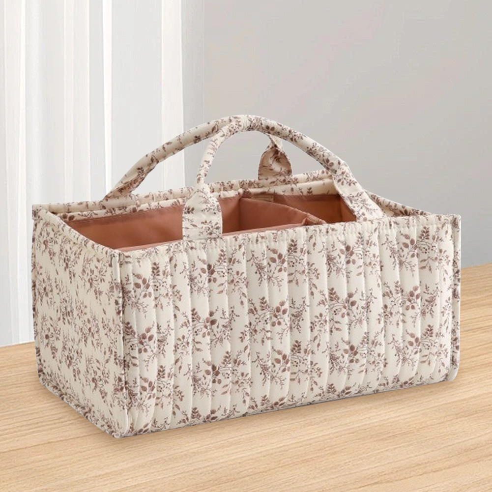 Baby Nursery Storage - Floral Diaper Caddy Organizer with Removable