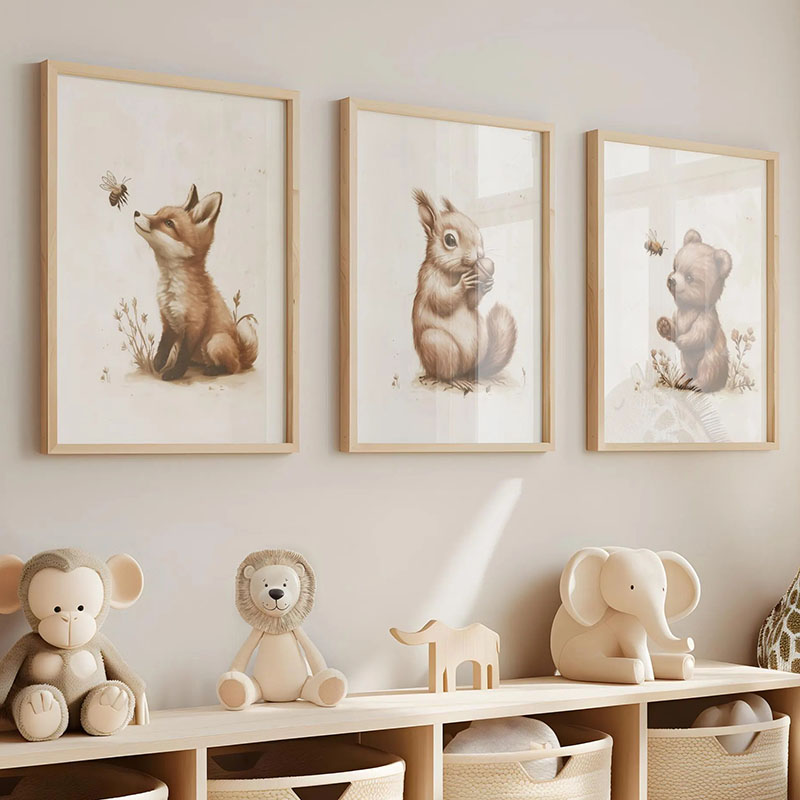 Animals Baby Nursery - Bear Rabbit Fox Deer Squirrel Mouse