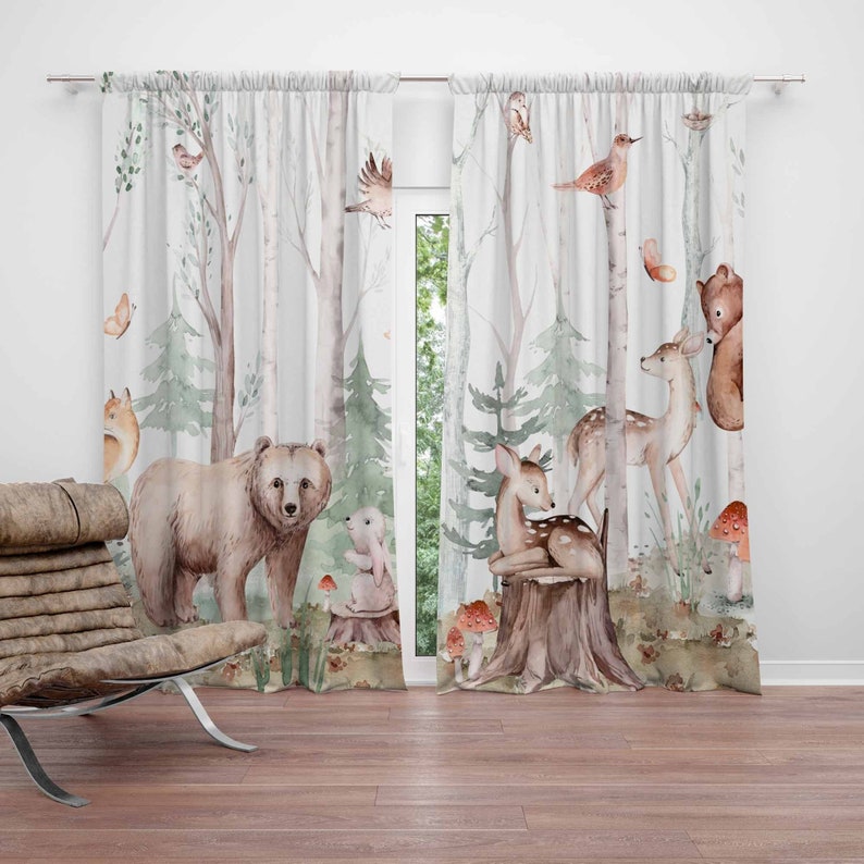 Blackout Curtain Nursery - Forest Animals Curtains Kids Nursery Curtains
