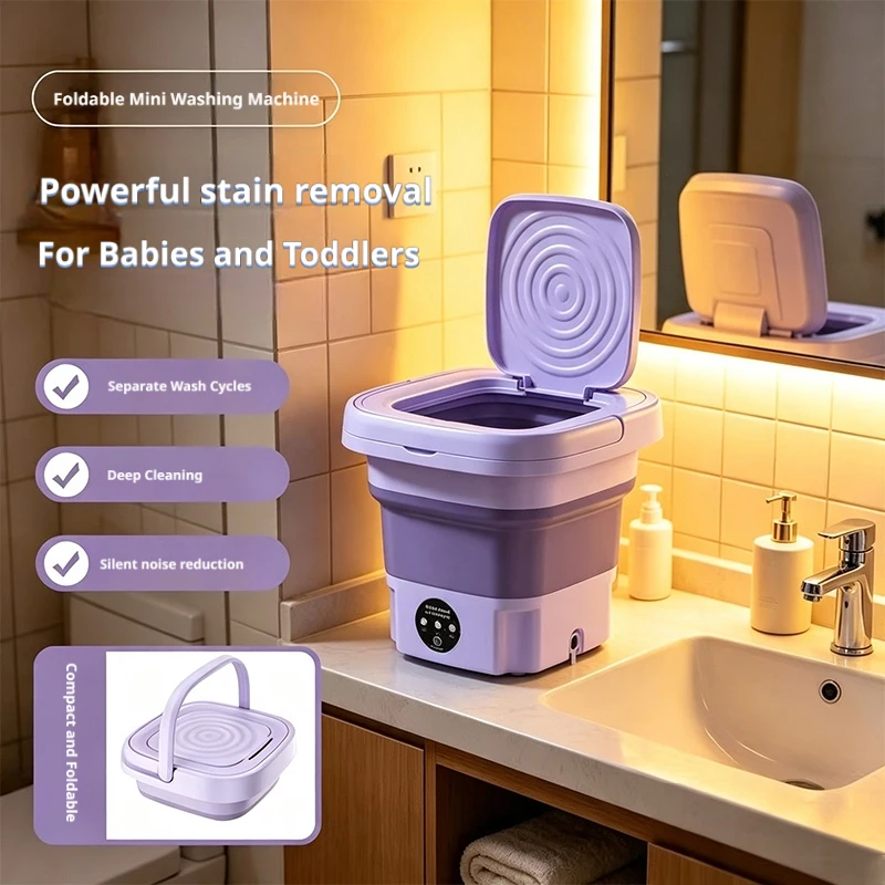 9L Fold Mini Washing Machine P - Baby Nursery Laundry Basket 评论和价格
