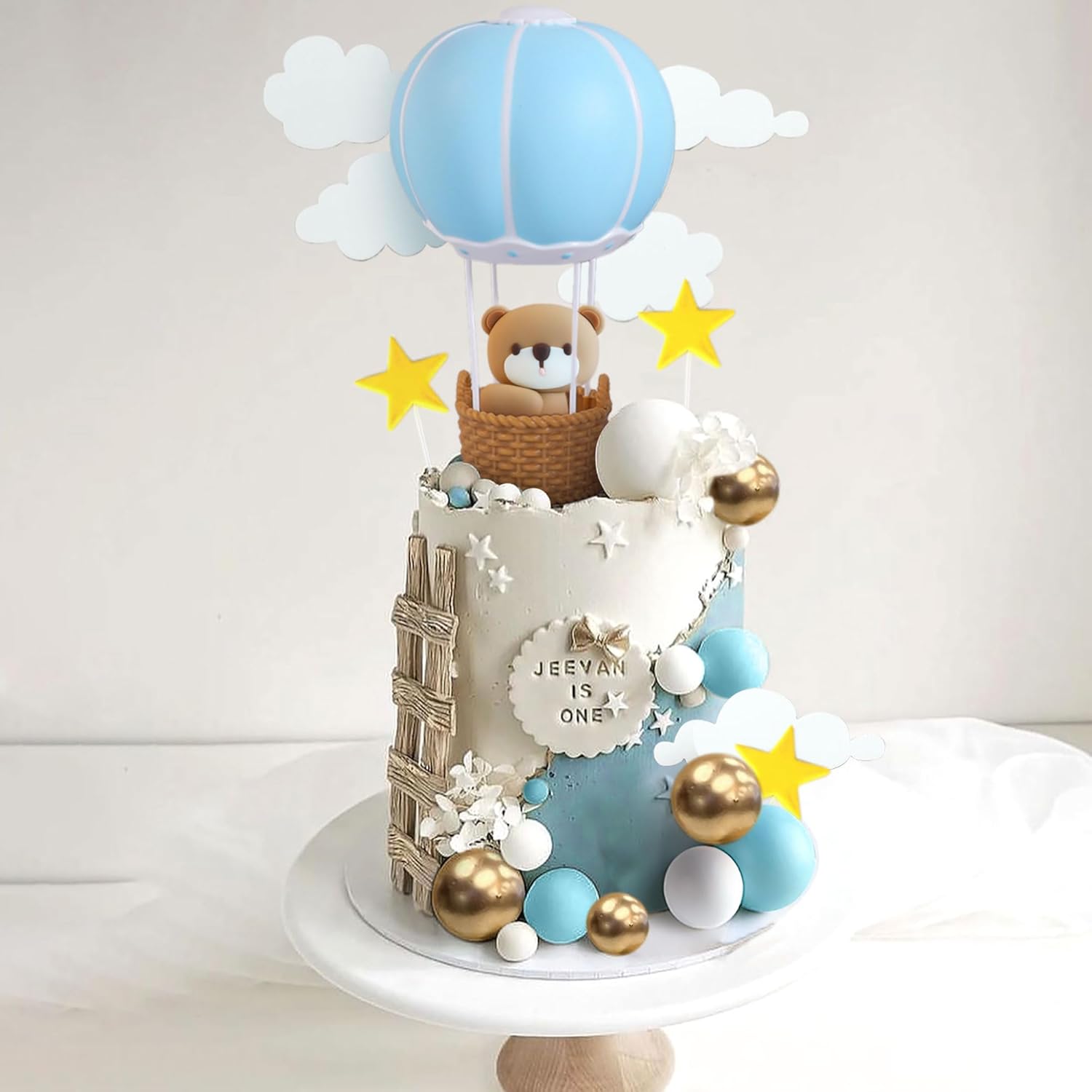 LaVenty Blue Pink Bear Cake De - Baby Nursery Hot Air Balloon 评论和价格