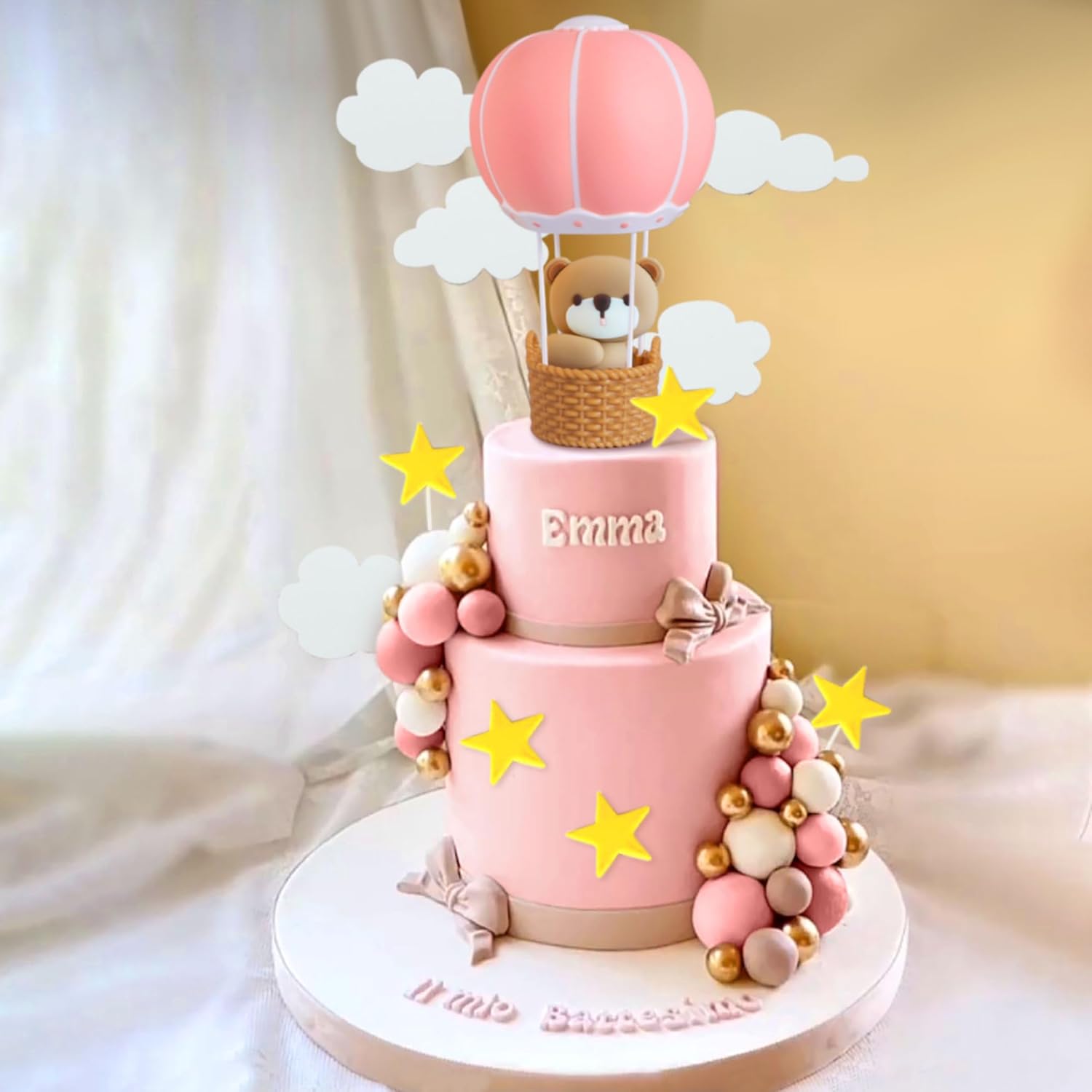 LaVenty Blue Pink Bear Cake De - Baby Nursery Hot Air Balloon 评论和价格