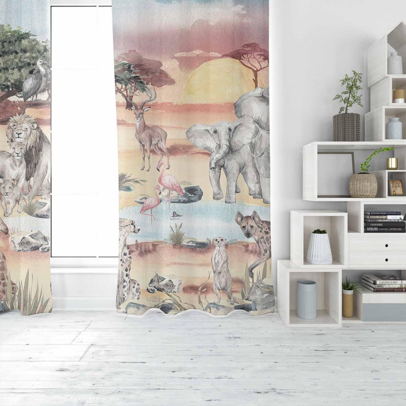 Safari Animals Curtain Kids Be - Blackout Curtain Nursery 评论和价格
