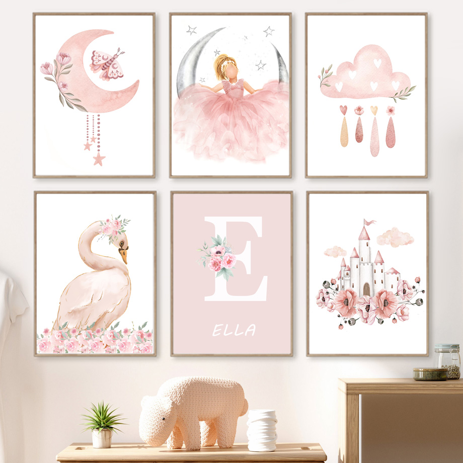 Pink Angel Girl Sun Moon Cloud - Animals Baby Nursery 评论和价格