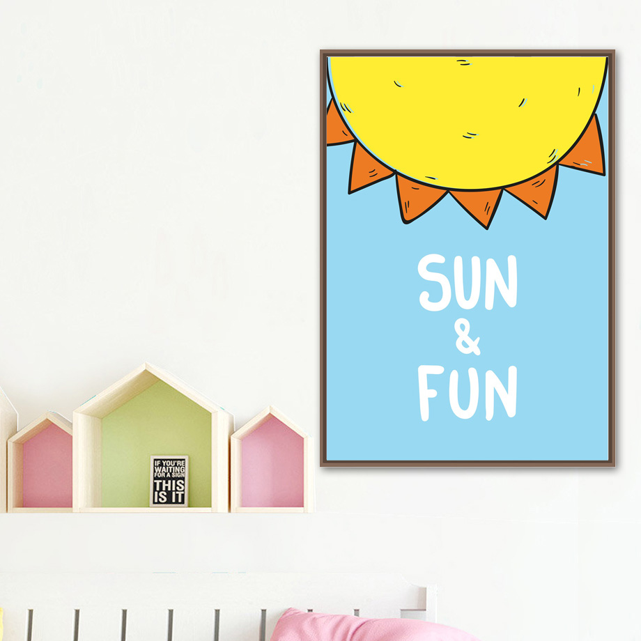 Cartoon Sun Orange Juice Poste - Baby Nursery Mirror 评论和价格