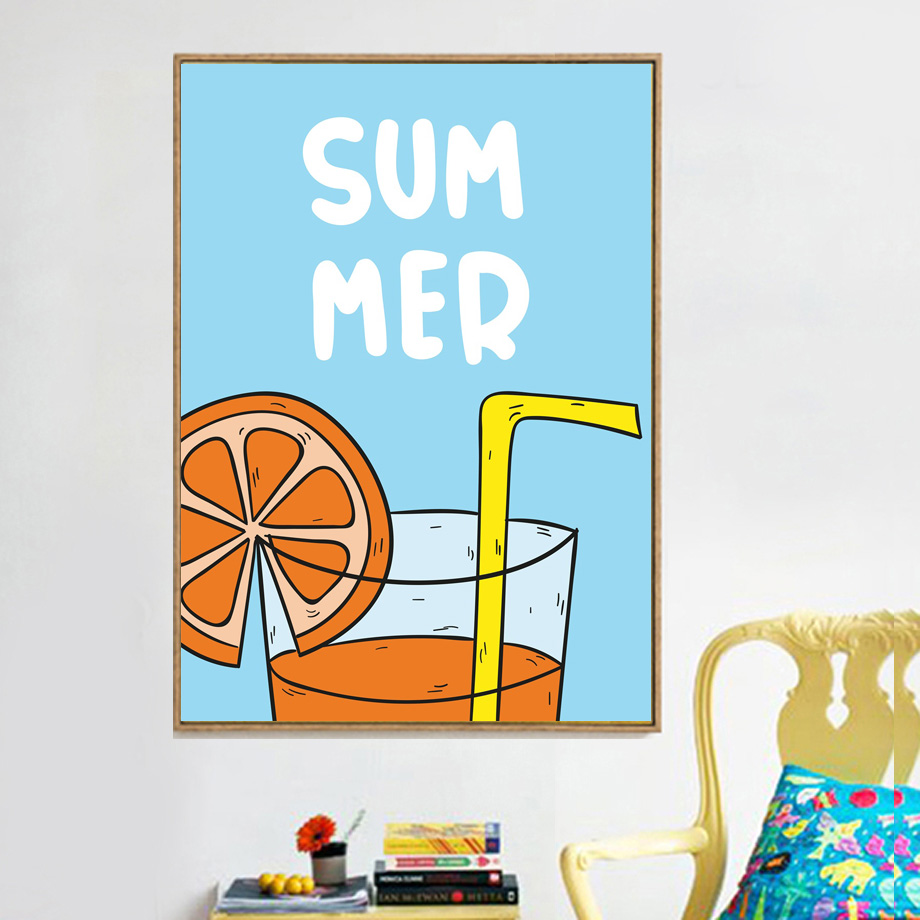 Cartoon Sun Orange Juice Poste - Baby Nursery Mirror 评论和价格