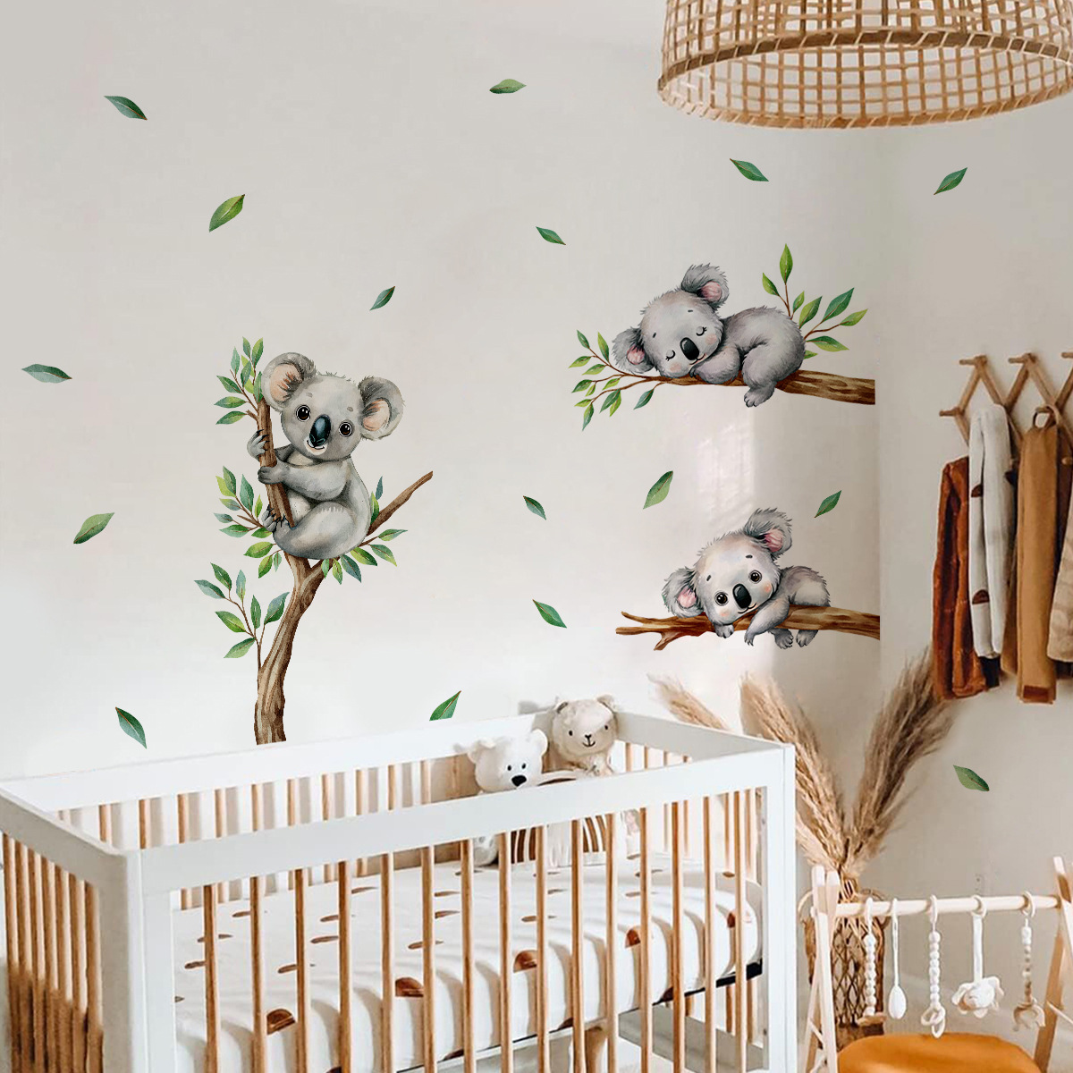 Cartoon Koala Climbing Tree Br - Baby Nursery Vinyl 评论和价格