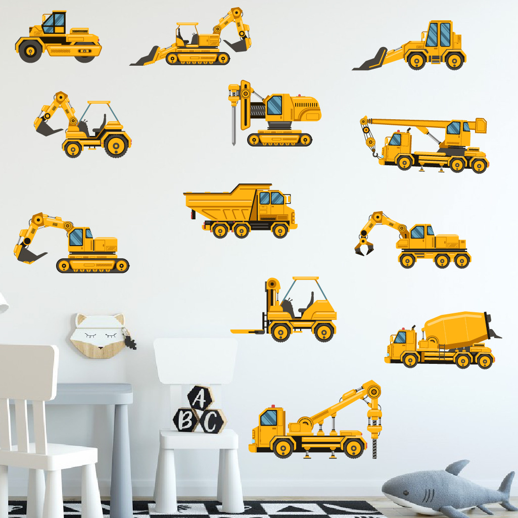 Cartoon Excavator Engineering  - Baby Nursery Vinyl 评论和价格