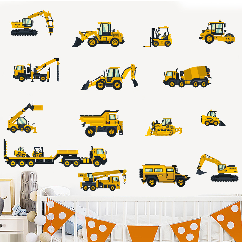 Cartoon Excavator Engineering  - Baby Nursery Vinyl 评论和价格
