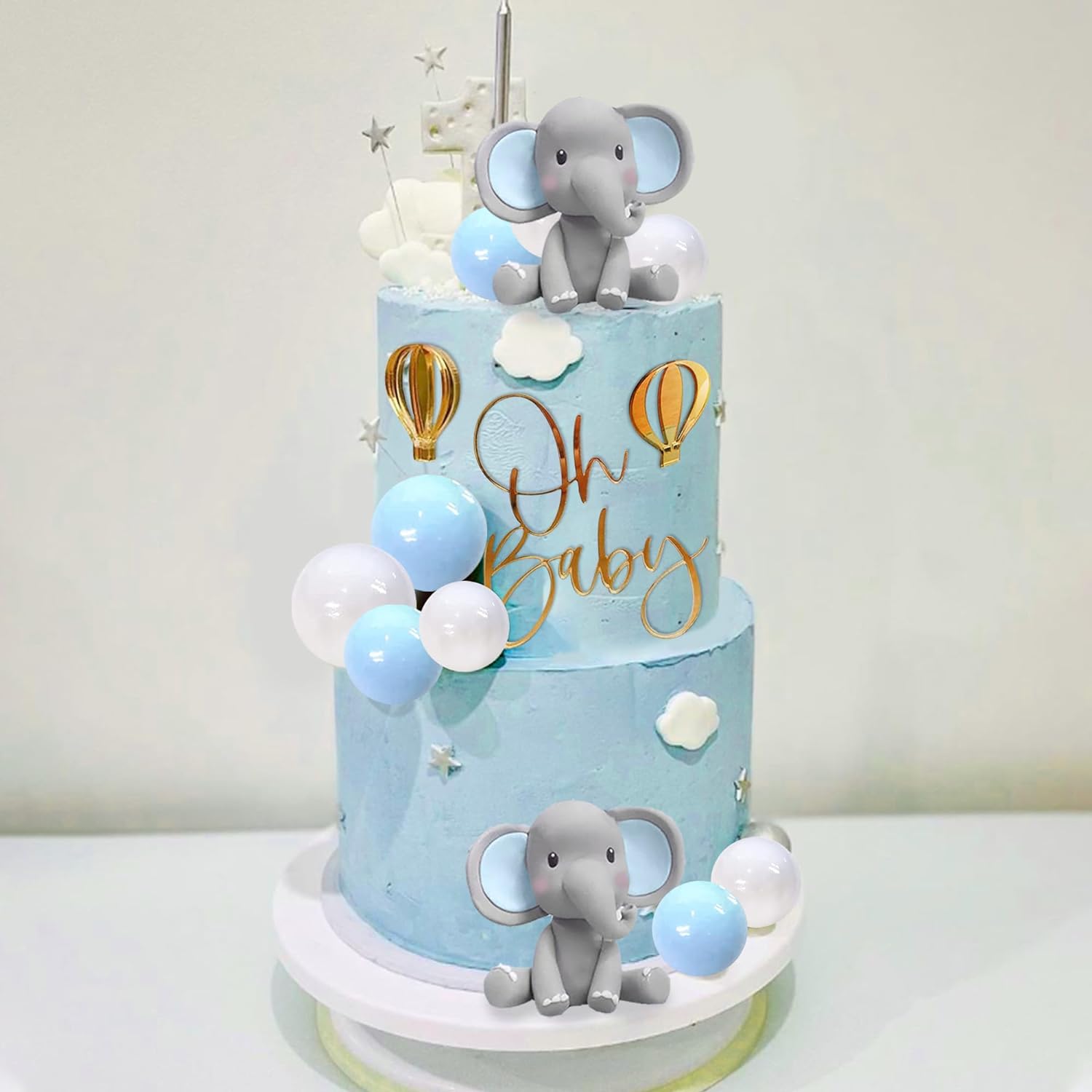 Elephant Cake Decoration Baby  - Baby Nursery Hot Air Balloon 评论和价格
