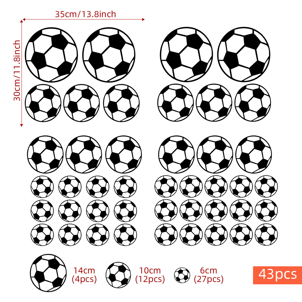 43Pcs Football Wall Stickers F - Baby Nursery Vinyl 评论和价格