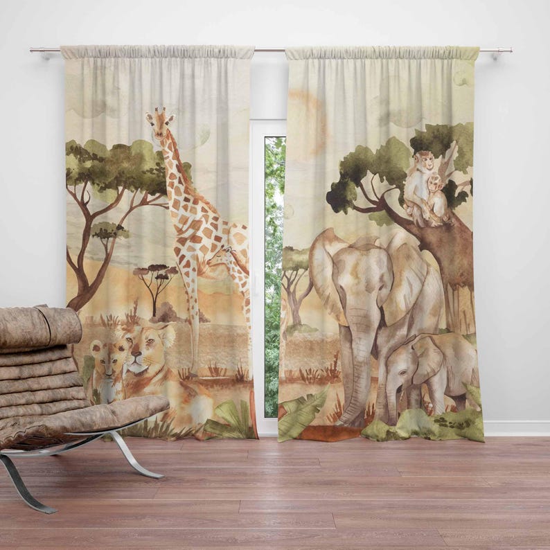 Mom and Baby Curtains Safari A - Blackout Curtain Nursery 评论和价格