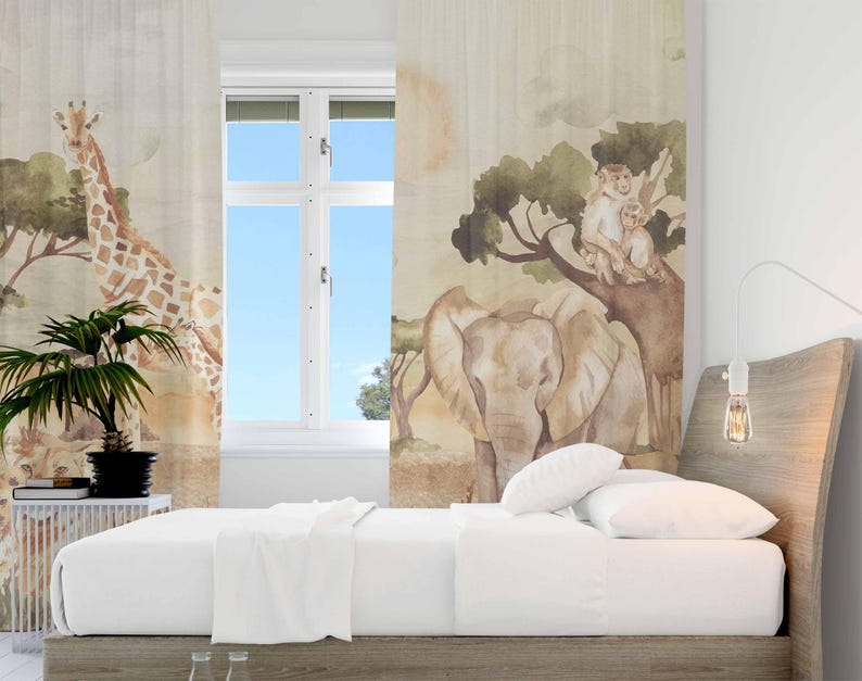 Mom and Baby Curtains Safari A - Blackout Curtain Nursery 评论和价格