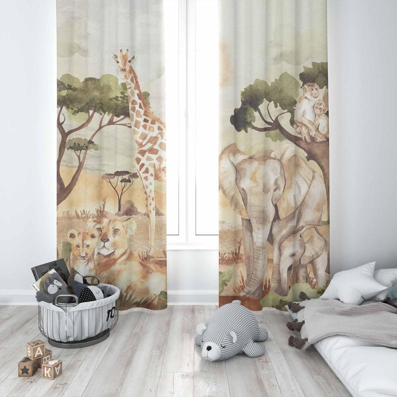 Mom and Baby Curtains Safari A - Blackout Curtain Nursery 评论和价格