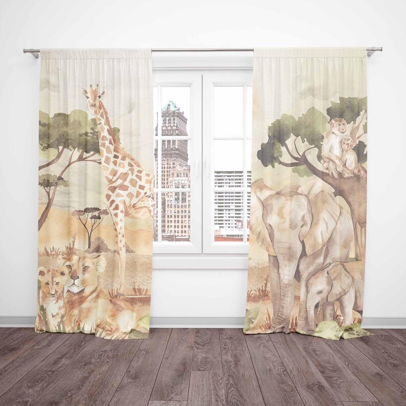 Mom and Baby Curtains Safari A - Blackout Curtain Nursery 评论和价格