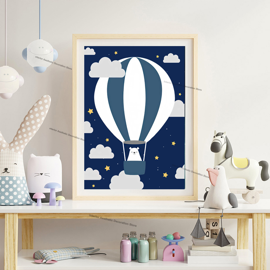 Cartoon Hot Air Balloon Rocket - Baby Nursery Hot Air Balloon 评论和价格