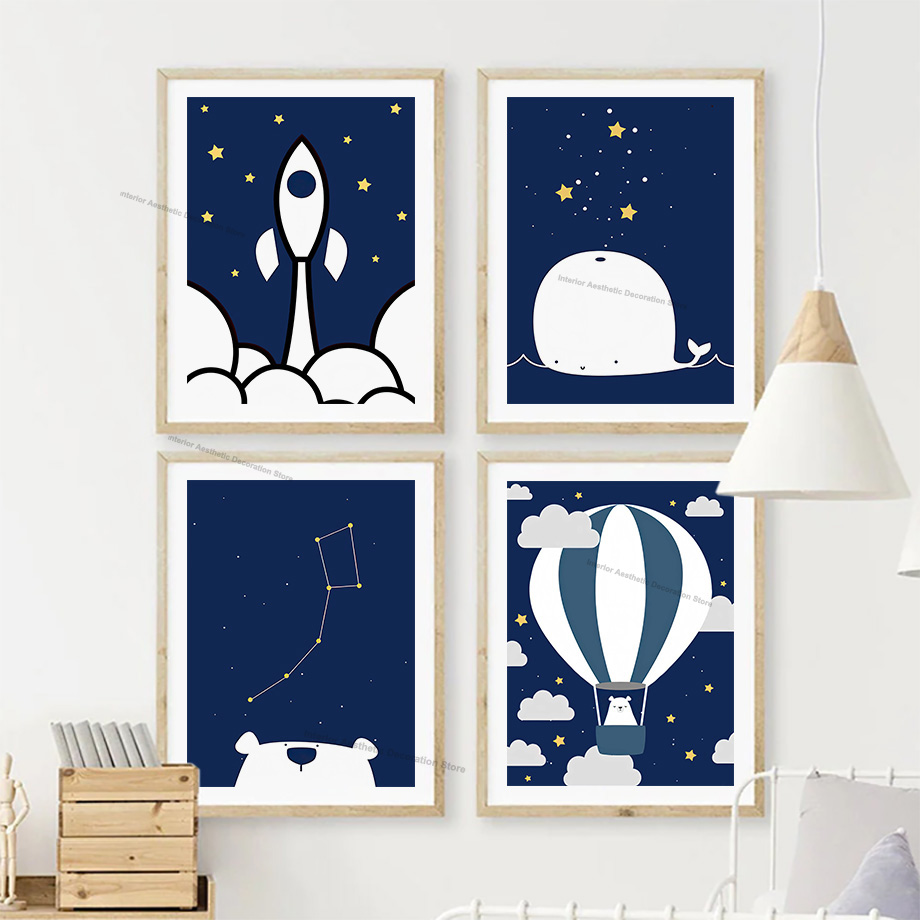 Cartoon Hot Air Balloon Rocket - Baby Nursery Hot Air Balloon 评论和价格