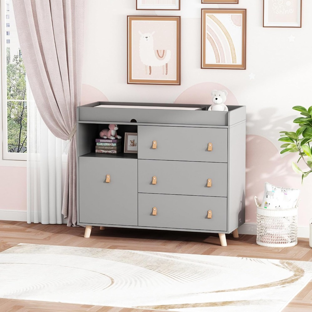 Baby Dresser Changing Table, T - Baby Nursery Drawers 评论和价格