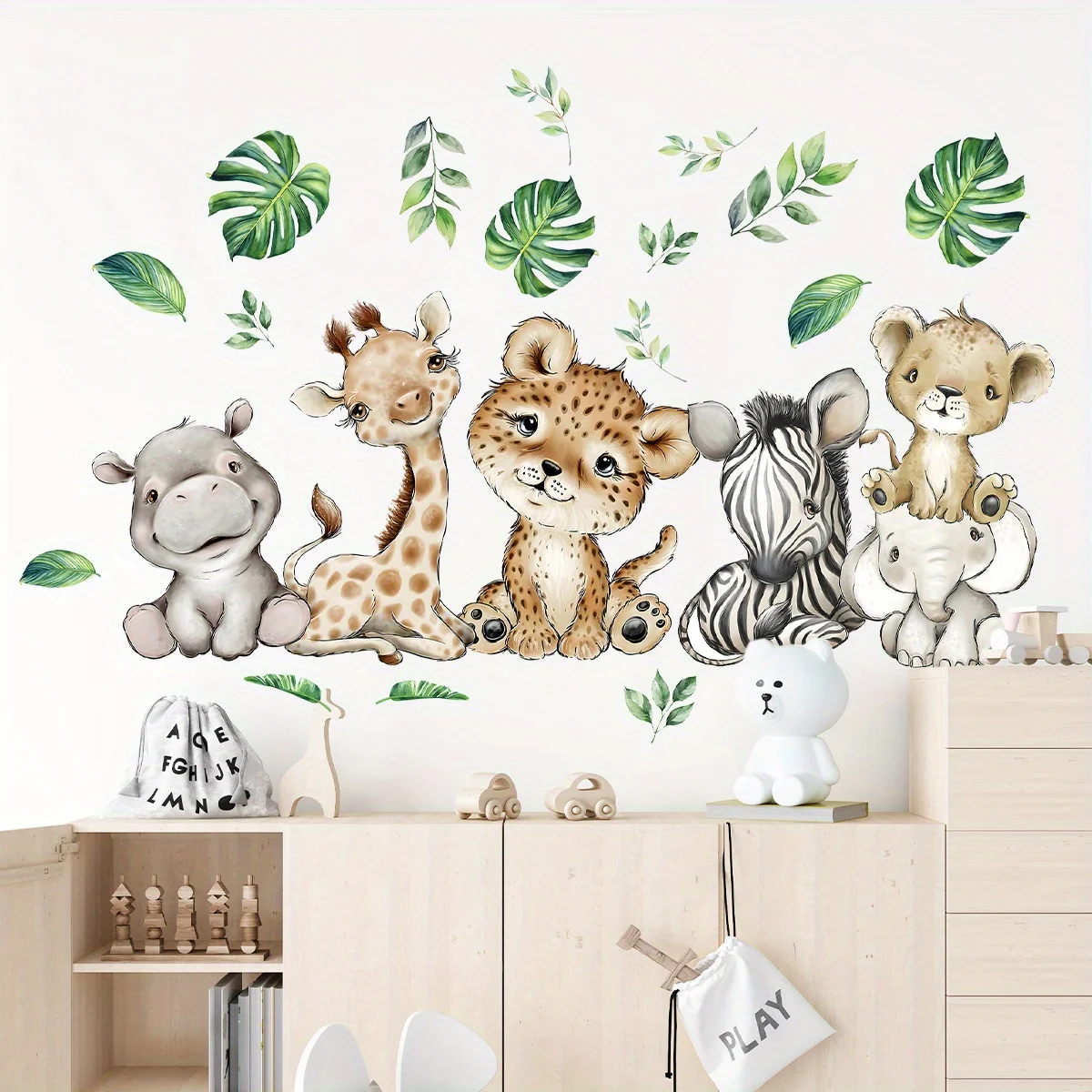 1PC Cartoon Cute Hippo Tiger E - Baby Nursery Vinyl 评论和价格