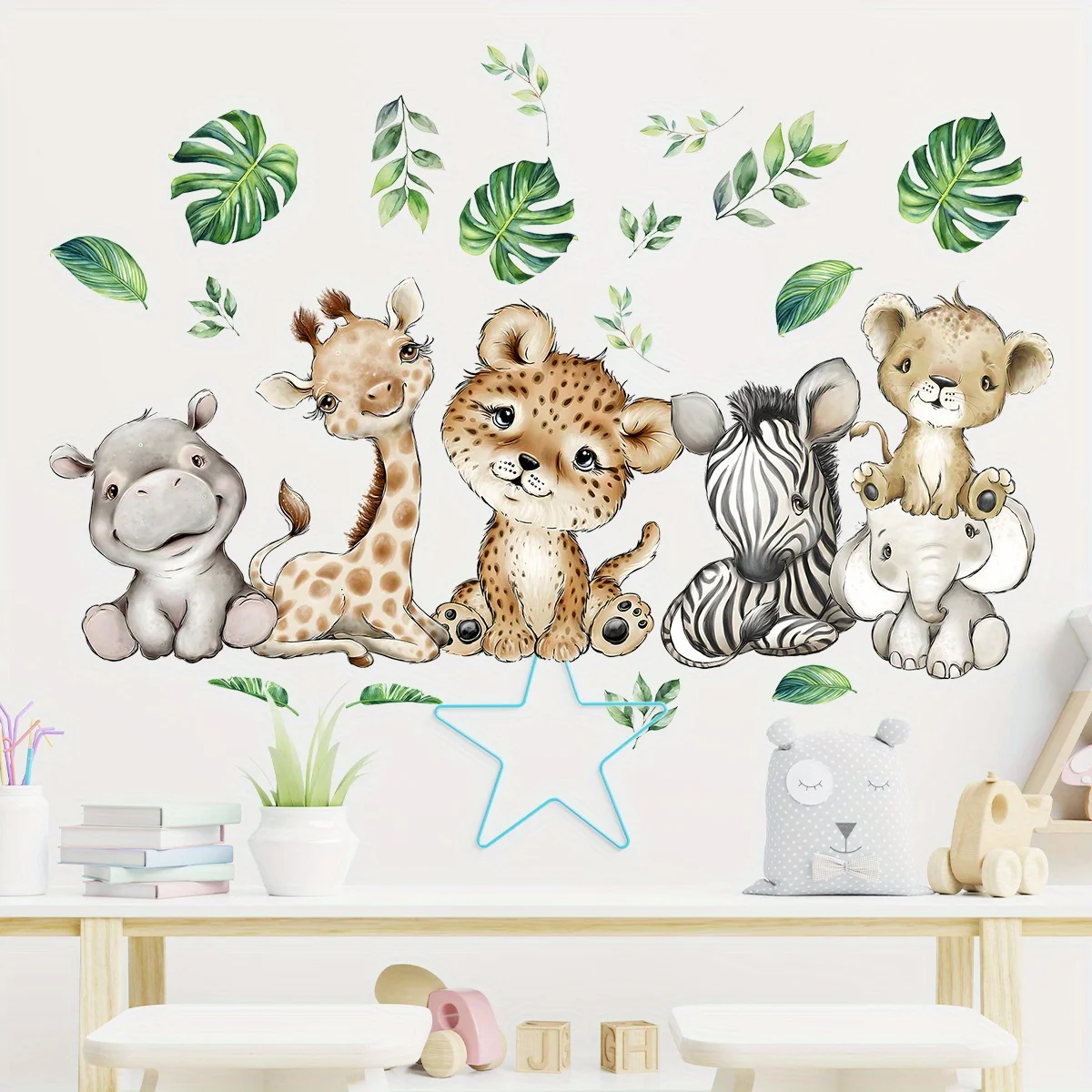 1PC Cartoon Cute Hippo Tiger E - Baby Nursery Vinyl 评论和价格