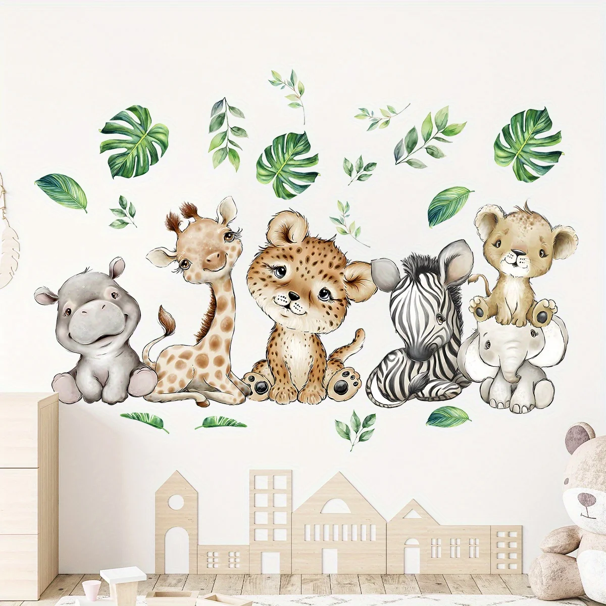 1PC Cartoon Cute Hippo Tiger E - Baby Nursery Vinyl 评论和价格