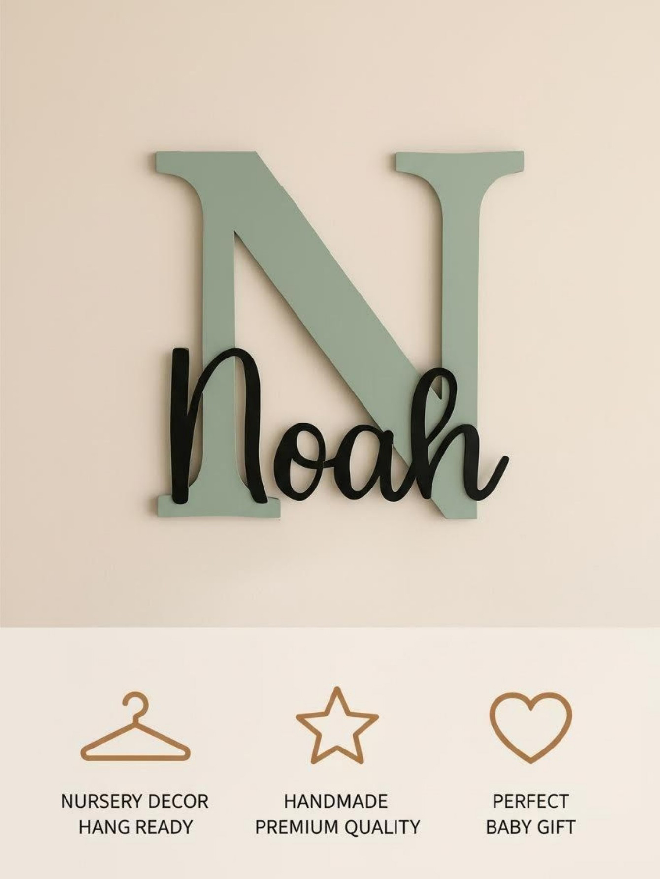Custom Name Cloud Shaped Woode - Animals Baby Nursery 评论和价格