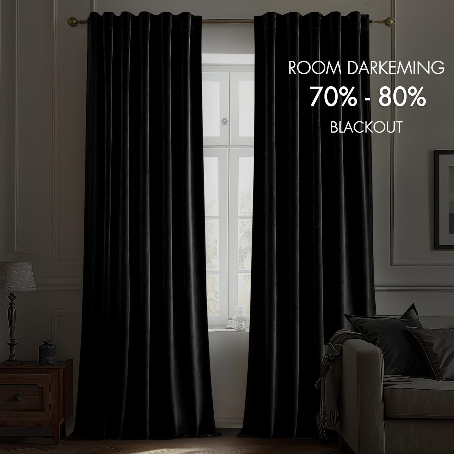 Black Velvet Curtains 96 Inche - Blackout Curtain Nursery 评论和价格