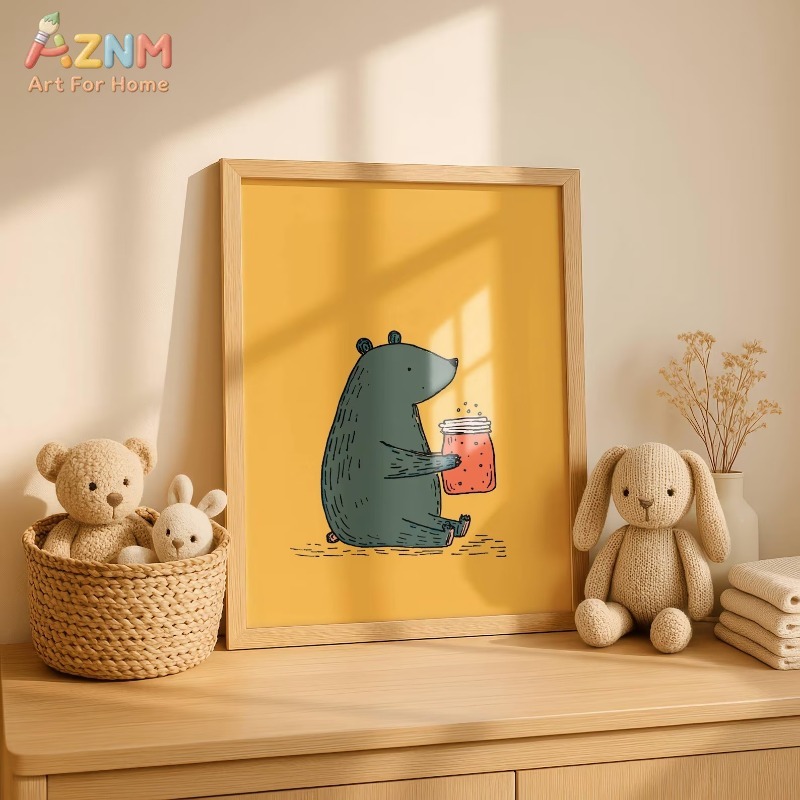 AZNM Cartoon Bear Honey Jar Ca - Animals Baby Nursery 评论和价格