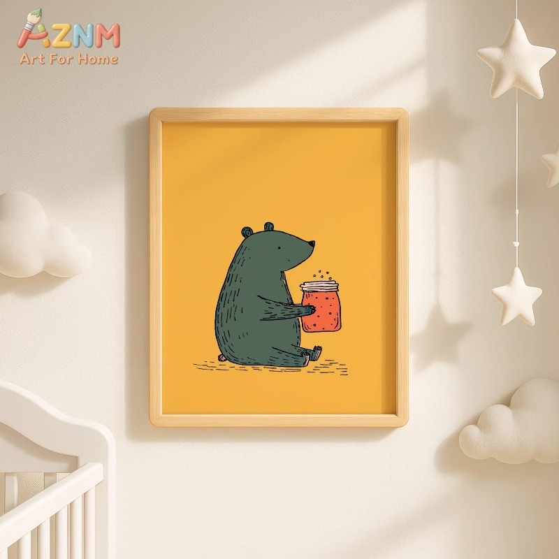 AZNM Cartoon Bear Honey Jar Ca - Animals Baby Nursery 评论和价格