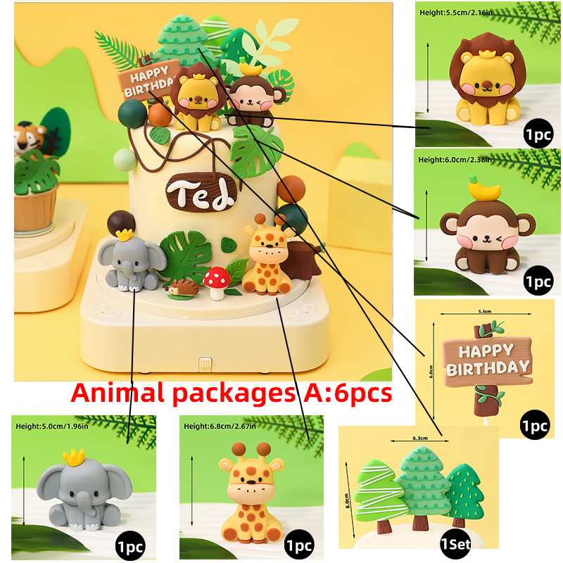 Zoo Jungle Animals Cake Decor  - Baby Nursery Jungle Theme 评论和价格