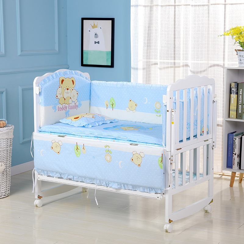 6Pcs Cartoon Cotton Crib Beddi - Convertible Crib Set 评论和价格