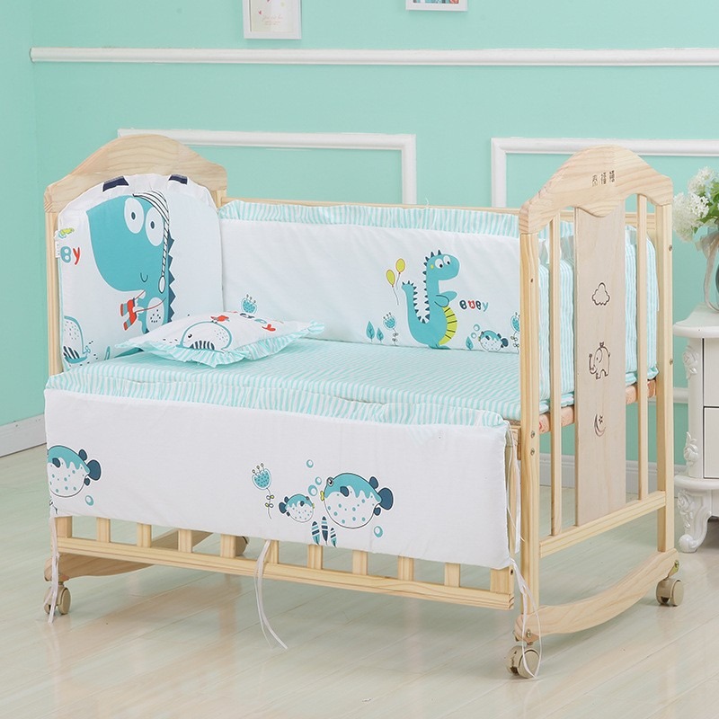 6Pcs Cartoon Cotton Crib Beddi - Convertible Crib Set 评论和价格