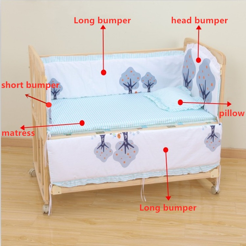 6Pcs Cartoon Cotton Crib Beddi - Convertible Crib Set 评论和价格