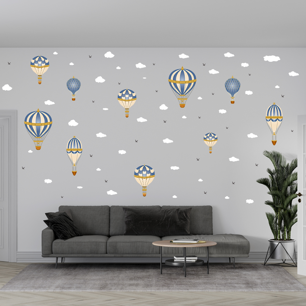 Cartoon Hot Air Balloon Clouds - Baby Nursery Hot Air Balloon 评论和价格