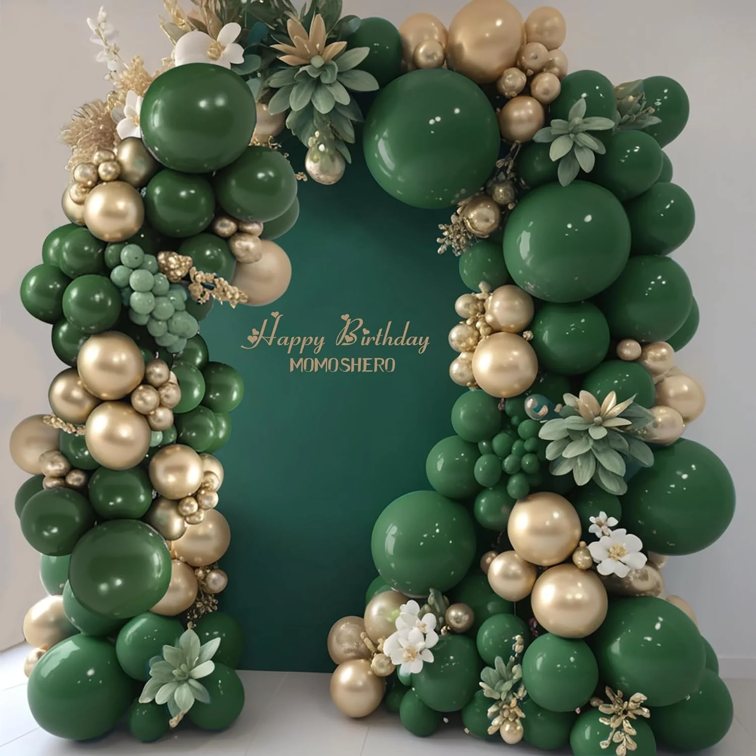 101Pcs Green Gold Latex Balloo - Baby Nursery Jungle Theme 评论和价格