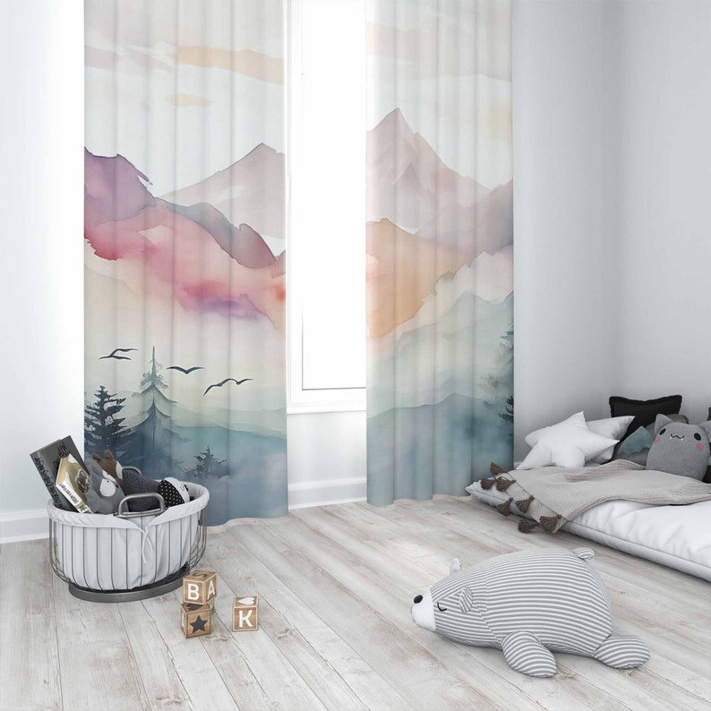 Mountain Forest Nursery Curtai - Blackout Curtain Nursery 评论和价格