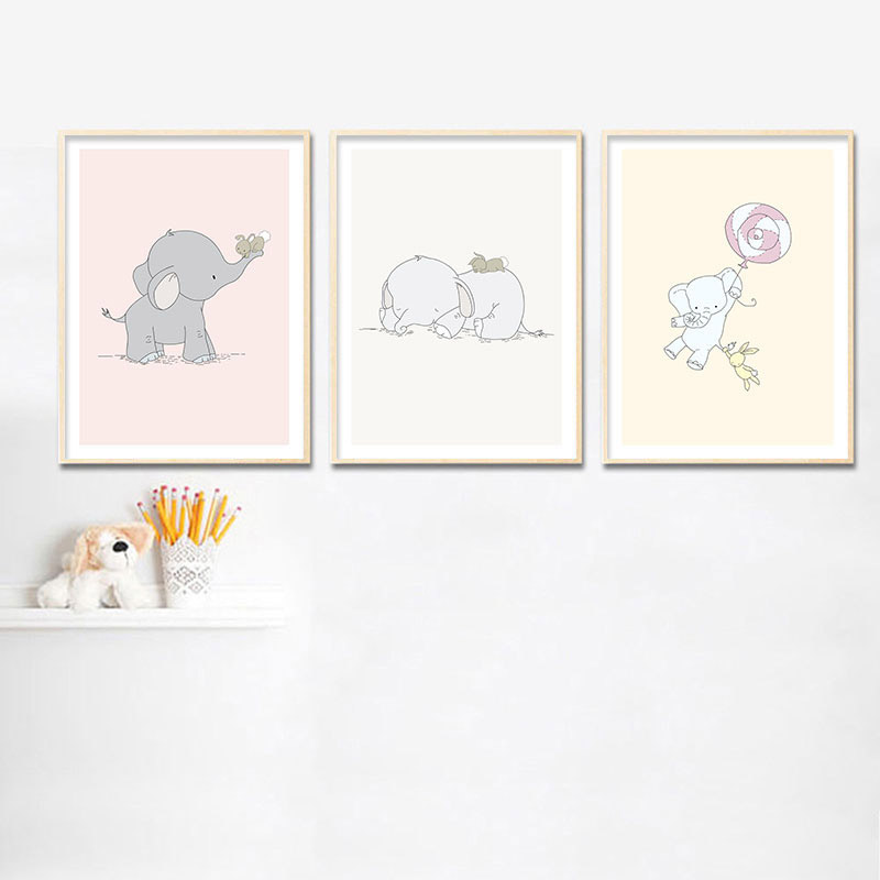 Elephant Nursery Wall Art Canv - Baby Nursery Mirror 评论和价格