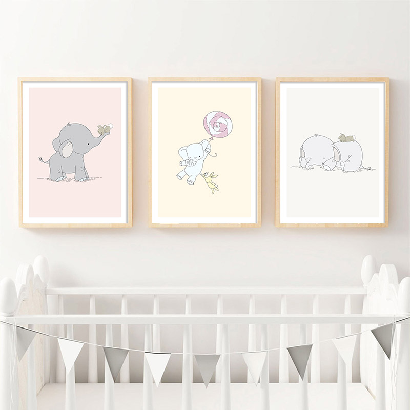 Elephant Nursery Wall Art Canv - Baby Nursery Mirror 评论和价格