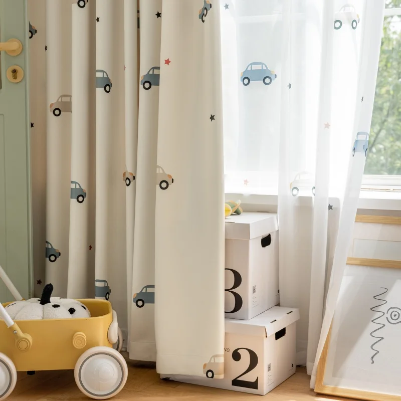 Cartoon Cute Print Car Pattern - Blackout Curtain Nursery 评论和价格