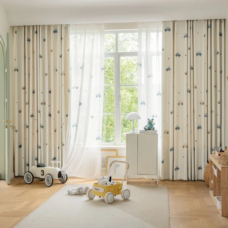 Cartoon Cute Print Car Pattern - Blackout Curtain Nursery 评论和价格