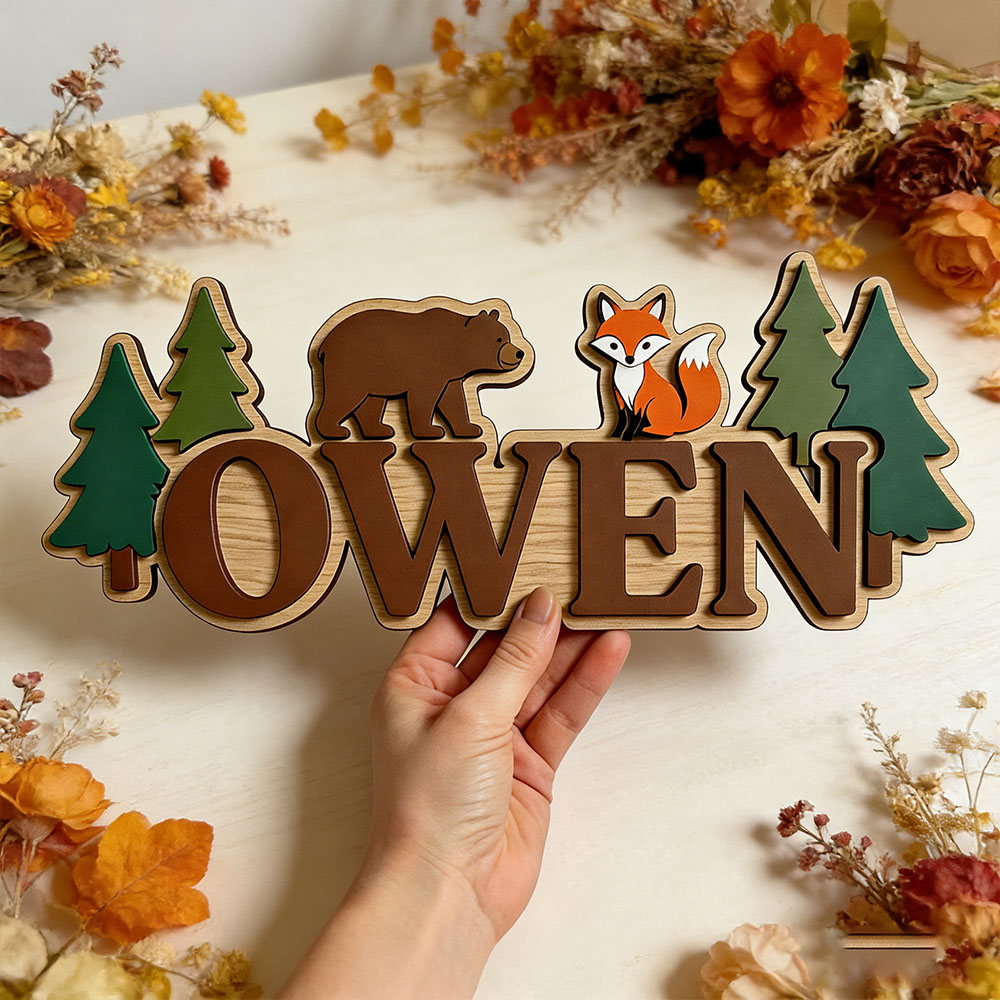 Custom Woodland Forest Bear Fo - Baby Nursery Jungle Theme 评论和价格