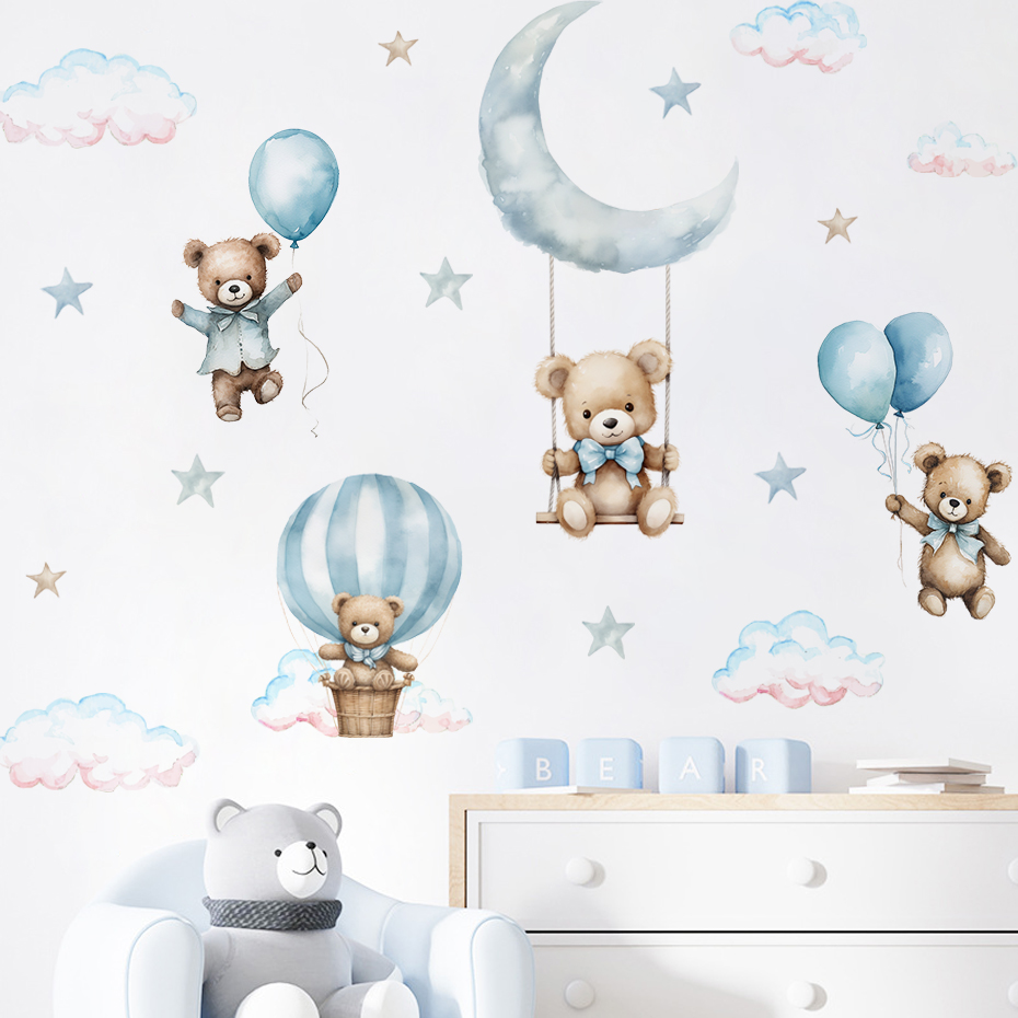 Watercolor Bear Hot Air Balloo - Baby Nursery Hot Air Balloon 评论和价格