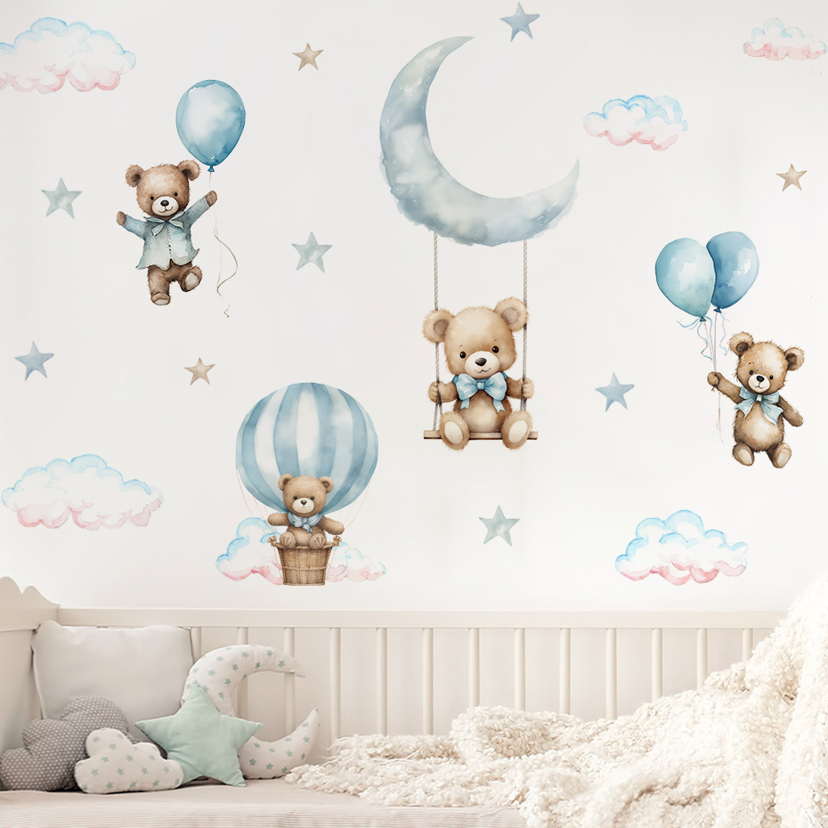 Watercolor Bear Hot Air Balloo - Baby Nursery Hot Air Balloon 评论和价格
