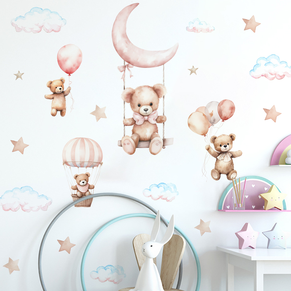 Watercolor Bear Hot Air Balloo - Baby Nursery Hot Air Balloon 评论和价格