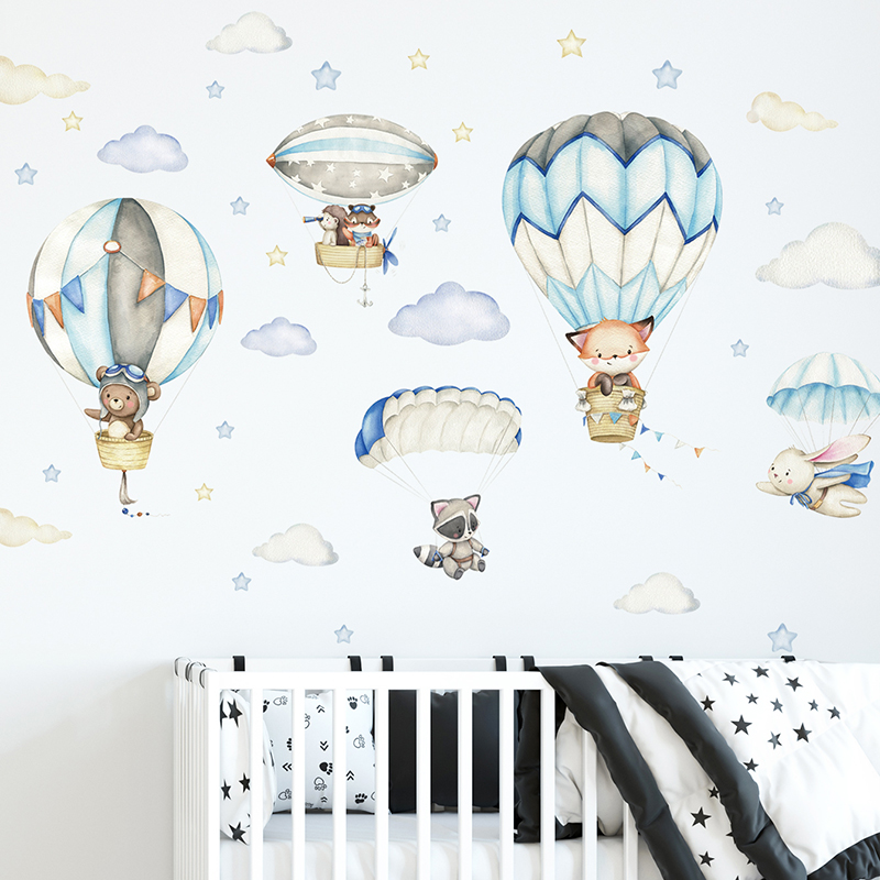 Cartoon Cute Animals Hot Air B - Baby Nursery Hot Air Balloon 评论和价格