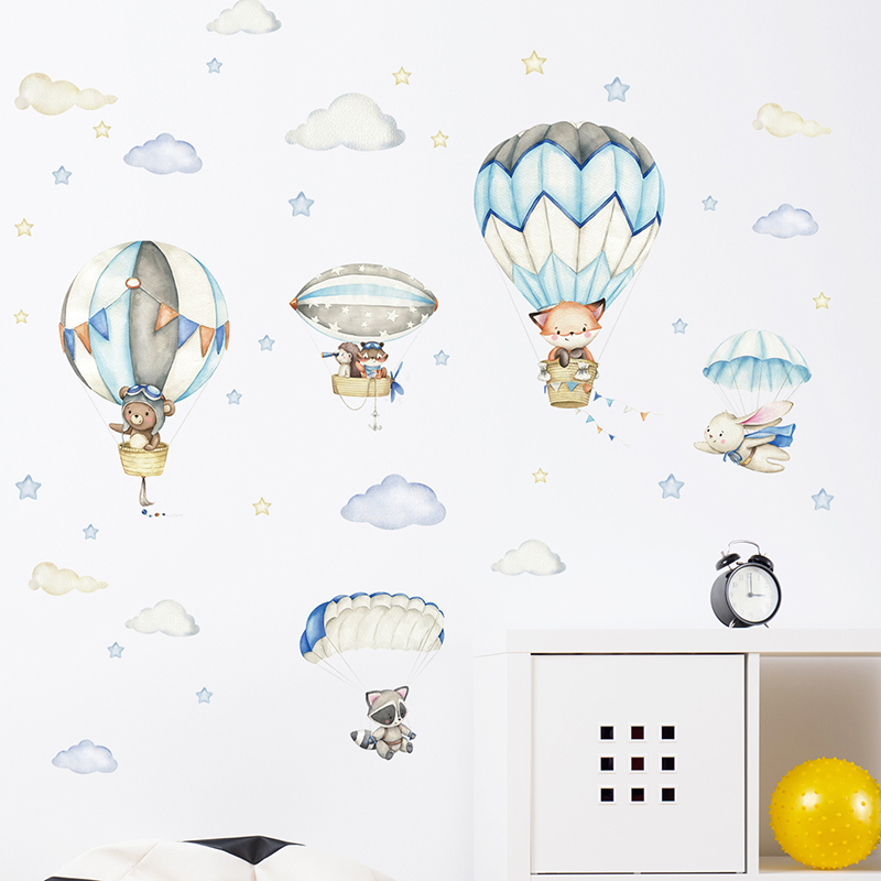 Cartoon Cute Animals Hot Air B - Baby Nursery Hot Air Balloon 评论和价格